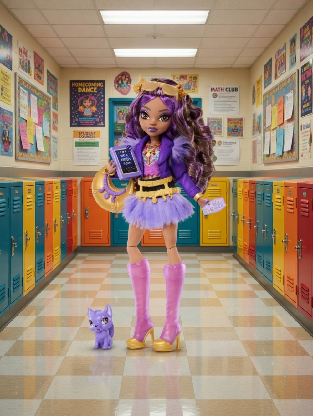 🪞●Monster High Clawdeen Wolf Fashion Dollin Furry Skirt with Pet Crescent